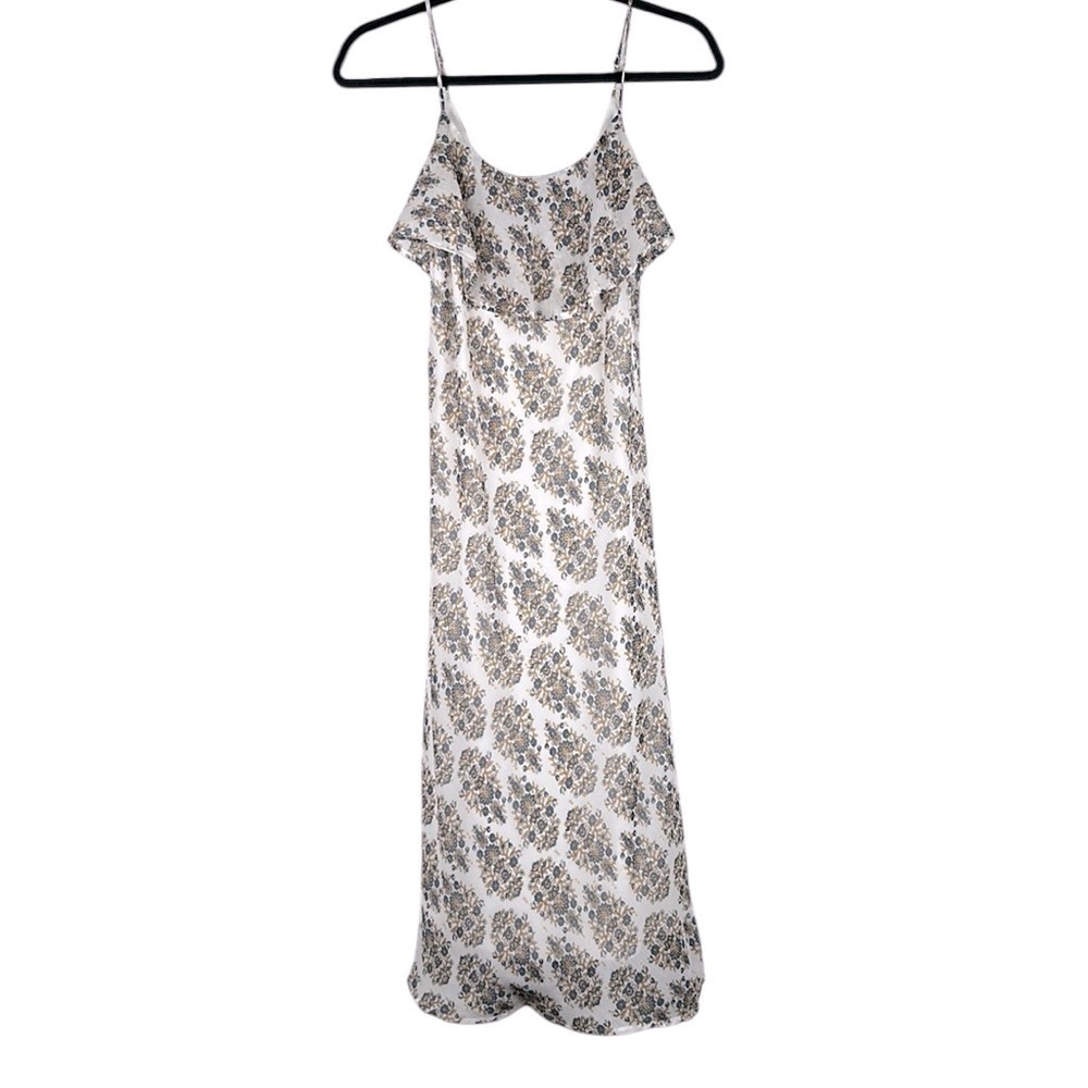 Express Blue White & Gold Floral‎ Summer Flowy Romantic Cottagecore Dress Size S